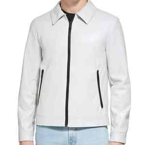 Veste en cuir pour hommes élégant blanc Premium Original Design tendance haute demande coupe-vent confortable parfait véritable - Product Image 1