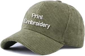 Sombrero de béisbol de pana deportivo informal de 5 paneles y 6 paneles, impermeable, con estampado de Popelina, logotipo bordado, cierre de hebilla de Metal, Dobby - Product Image 2