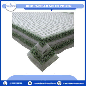 Venta caliente verde Jacquard mantel bloque de mano impreso puro algodón mantel atemporal artesanía caminos de mesa en venta - Product Image 2