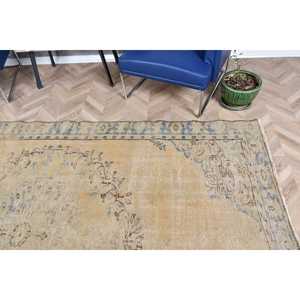 Turkish Vintage Rug 5.9x10.1 ft (179x307 cm), <b>Yellow</b> <b>Wool</b> Rug - Product Image 5