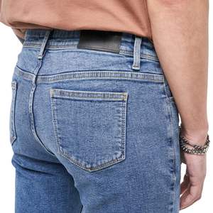 Mens Slim Fit <b>Jeans</b> Mid Blue Clean Look <b>Soft</b> Stretch Denim Classic Wash Stylish Streetwear <b>Jean</b> Comfortable Tapered Fit - Product Image 2