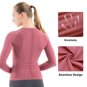 Haut de yoga pour femmes de qualité supérieure, débardeur athlétique respirant, chemise d'entraînement, vêtements de sport, débardeur à manches longues, compression douce, fitness - Product Image 2