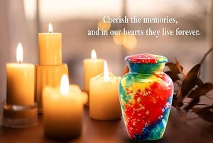Handmade Mosaic Aluminium and Glass Cremation <b>Urn</b> <b>Large</b> Adult Size Burial Hand Applied Individual Tiles Unique for Funerals - Product Image 2