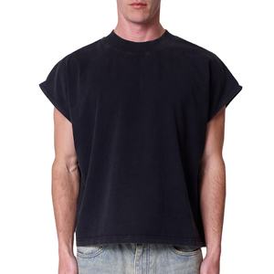 Camisetas de estilo urbano, jersey de poliéster/algodón, transpirable, corte holgado, sin mangas, top corto, chaleco holgado para hombre - Product Image 1