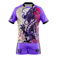Ensemble d'uniformes de rugby personnalisés par sublimation, maillot et short d'équipe avec design de dragon, kit de vêtements de sport