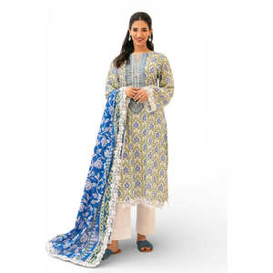 Ensemble 3 pièces en mousseline imprimée avec col brodé, style translucide tendance, taille unique pour tenue de jour ou de soirée - SD-52197 - Product Image 6