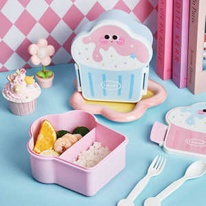 Boîte à bento japonaise sans BPA, mignonne en forme de crème glacée, avec compartiments chauffables, couvercle en plastique inclus, cuillère et fourchette pour bébé - Product Image 5