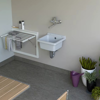 Mongardi Pilozzo 39 Lavabos muraux italiens 100% fabriqués en résine PP pour salle de bain, garage, remise, patio