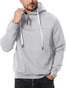 Sweat à capuche surdimensionné en coton 100% avec fermeture éclair, logo personnalisé, design OEM, broderie, taille personnalisée, écologique, en gros, demi-zip - Product Image 3