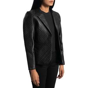 Blazer en cuir prêt-à-porter léger et confortable, personnalisable avec votre marque, idéal pour la mode féminine et les tenues décontractées quotidiennes - Product Image 2