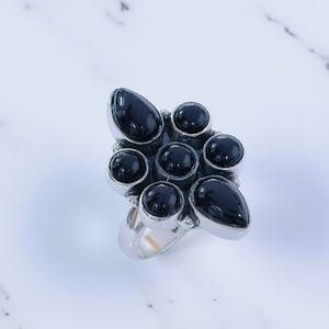 Bague en argent 925 avec pierre précieuse en onyx noir, forme mixte, bagues fines, prix de gros, bijoux - Product Image 2