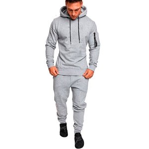 Vêtements de sport personnalisés OEM pour hommes Sweat à capuche d'entraînement à manches longues avec survêtement imprimé uni à taille élastique - Product Image 2
