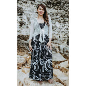 X3009 Women's Beautiful Bali IKAT Print <b>Cardigan</b> <b>Shrugs</b> Top Blouse Dress With Stretchy Wrap Fabric for UK USA FRANCE - Product Image 4