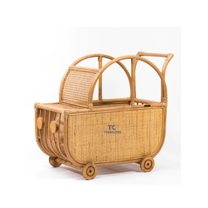 Novedades Venta al por mayor Carrito de juguete de ratán Estructura de ratán tejida Juguetes para niños Forma de cesta con tapa Doble - Product Image 4