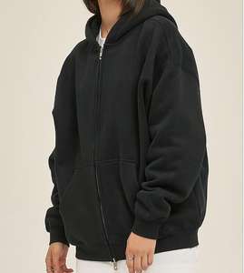 Sudadera con capucha con cremallera personalizada de peso pesado de gran tamaño Vintage de alta calidad para mujer - Product Image 3