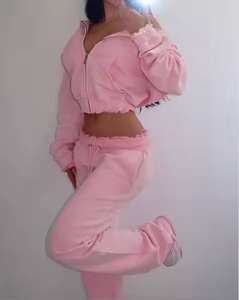 100% Cotton Zipper Hoodie Women Manufacturer High Quality <b>Cropped</b> <b>Zip</b> <b>up</b> Hoodies for Women - Product Image 6