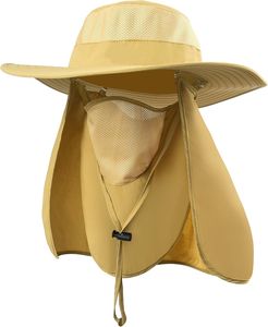 Sombrero para el sol de pesca ajustable con solapa para el cuello y cubierta facial Gorra de bloque UV ligera y plegable para trabajo al aire libre o viajes - Product Image 3