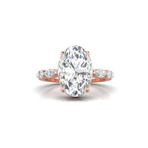 Anillo de compromiso con diamante de corte ovalado de 3.80 ct, color F, claridad VS, diamante cultivado en laboratorio, en oro de 14K, para novias, bodas, fiestas de compromiso. - Product Image 1