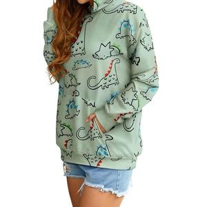 La mejor venta de mujeres 100% algodón manga larga cuello redondo hombro pendiente impreso cómodo pulóver Sudadera CON CAPUCHA DE Bangladesh - Product Image 3