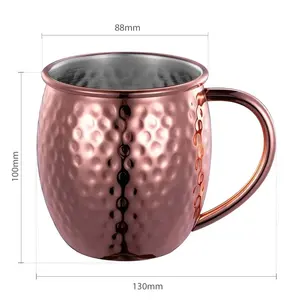 Taza Moscow Mule de Cobre Premium Hecha a Mano, Estilo Martillado para Bar y Restaurante a Precio Económico - Product Image 4
