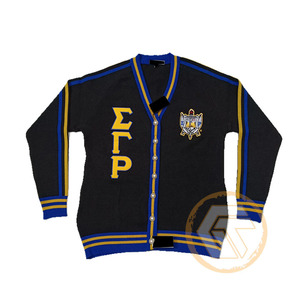 Customized Sigma Gamma Rho Acrylic Embroidered Appliques Button Front Winter Sorority High Quality Greek <b>Cardigan</b> <b>Women</b> Casual - Product Image 2