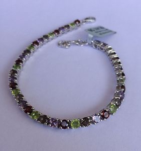 Vintage 925 <b>Sterling</b> <b>Silver</b> Multi-Quartz <b>Bracelet</b> 925 Gold and <b>Silver</b> <b>Beaded</b> Bangles for Engagement Anniversary Gift - Product Image 1