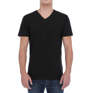 T-shirt à col en V de coupe régulière de qualité supérieure, 100% coton peigné, fabriqué au Mexique avec un motif solide et léger - Product Image 1