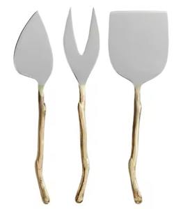 <b>White</b> Marble Handle Modern Design Stainless Steel Wedding Table Gold Plated Cheese Slicer Cheese Spreader - Product Image 5