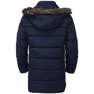 Veste parka longue d'hiver pour homme, couleur unie, coupe-vent, avec fermeture éclair, décontractée, imperméable, rembourrée de coton, prix de gros - Product Image 5
