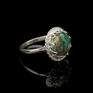 RJSP08 Premium Quality Chrysocolle Copper Gemstone Ring Round 10mm 925 Sterling Silver Wholesale Export Gift Jewelry For Women - Product Image 4