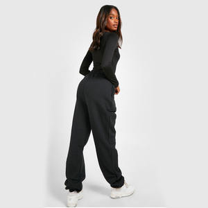 Women's High Quality 260 GSM Black Fleece Jogging <b>Trouser</b> with <b>Drawstrings</b> and Side Pocket Streetwear Style for Summer - Product Image 2