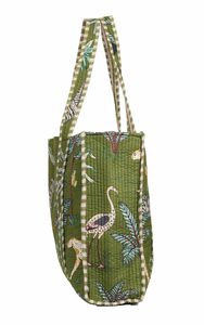 Elegante bolso de mano de algodón con Estampado de jungla verde Diseño de transporte cómodo Accesorio de uso diario para damas de moda - Product Image 3