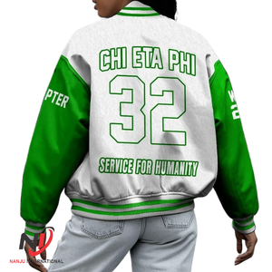 Nouveau Design Sorority Chi Eta Phi Hiver Casual Respirant Coupe-Vent Doublure En Laine Sérigraphie Stripped Bottom Bouton Brodé - Product Image 4