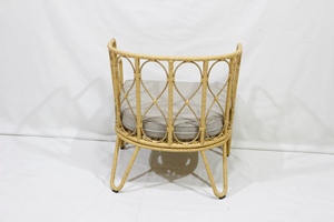 Artex Dong Thap Factory Single Chair Black Steel Frame Handwoven Round Brown Rope with Cushion and <b>Back</b> <b>Pillow</b> for Patio - Product Image 6