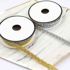 Accessoires faits à la main, ruban en maille tressée or et argent, dentelle pour chapeaux, sacs, torsades de pâte frite, couleur or et argent, écologique - Product Image 3