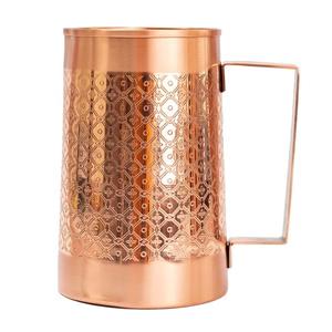 Pichet en cuivre fini or de haute qualité avec couvercle pour servir l'eau à usage domestique dans la cuisine - Product Image 2