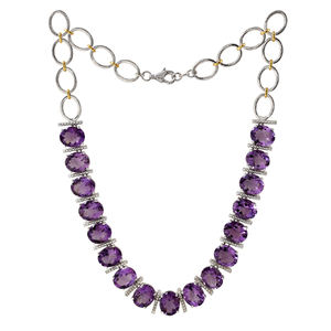 Collar chapado en oro clásico de moda, collar de plata de ley 925 con amatista y piedras múltiples para regalo de fiesta de compromiso, joyería - Product Image 4