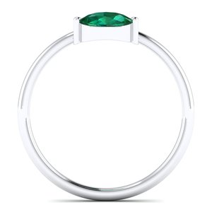 REYES Factory Price Customized 14K 18K <b>White</b> Gold Moissanite <b>and</b> Emerald Gemstone Rings Anniversary Gift Jewelry for Women - Product Image 4