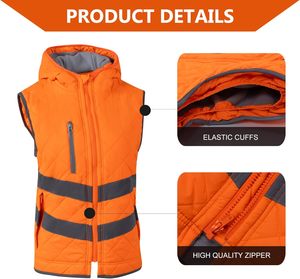 Gilet de sécurité pour femme haute visibilité réfléchissant avec poches et fermeture éclair ANSI classe 3 haute visibilité polaire travail hiver gilet - Product Image 6
