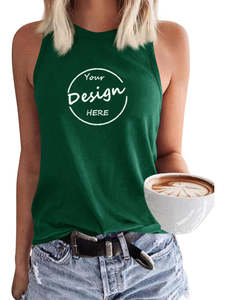 Venta al por mayor de verano de las mujeres sin mangas corto transpirable de algodón Spandex camiseta sin mangas personalizado Puff impresión Etiqueta Privada servicio OEM - Product Image 3