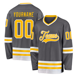 Maillot de hockey sur glace unisexe personnalisé de haute qualité, respirant, imprimé, 100 % polyester, vente en gros directe d'usine, design de col à lacets tendance - Product Image 4