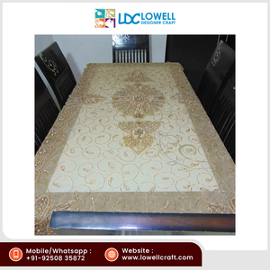 Trusted Manufacturer High-Selling 6-Seater Dining Table Cover Golden Embroidered Disposable <b>Tablecloth</b> for Home Party - Product Image 2