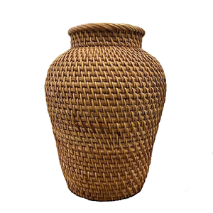 Jarrón de Ratán Tejido a Mano Ecológico para Decoración del Hogar, Cesta de Flores Multifuncional de Mimbre Estilo Boho para Sala de Estar, Hotel, Resort - Product Image 1