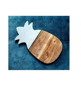 Excellent Wood & Marble Cutting Board Customizable <b>Pineapple</b> Shaped Marble Cheese Round Chopping Board for Kitchen - Product Image 1