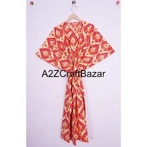 Kaftan en coton imprimé à la main en gros : Robe artisanale biologique, robe ethnique pour femmes et filles - Product Image 1