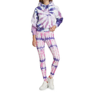 Sweat à capuche en polaire à manches longues pour femme, tie-dye, logo sur le devant, évacuation de l'humidité, protection solaire, course à pied, fitness en plein air - Product Image 2