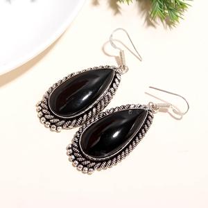 สีดำนิลเงินสเตอร์ลิง925ลดลงต่างหูอัญมณีของขวัญแต่งงานสำหรับผู้หญิง - Product Image 2