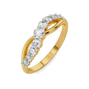 Anillo de Diamantes de Oro Sólido de 14K con Certificado SGL, Diseño Cruzado de Media Eternidad con Diamantes Cultivados en Laboratorio de Corte Redondo de 1.00 CTW - Product Image 3
