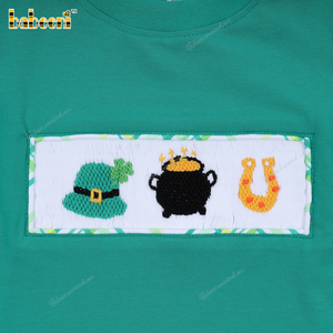 Ensemble 2 pièces smocké Mardi Gras pour garçons ODM OEM 100% coton OEKO-TEX certifié décontracté BB3447 ensemble de vêtements à thème - Product Image 5