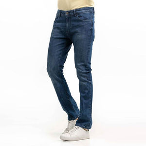 Pantalons en jean pour hommes en gros, logo personnalisé, taille mi-haute, uni, tendance, délavé, coupe droite, jeans décontractés, automne été - Product Image 3